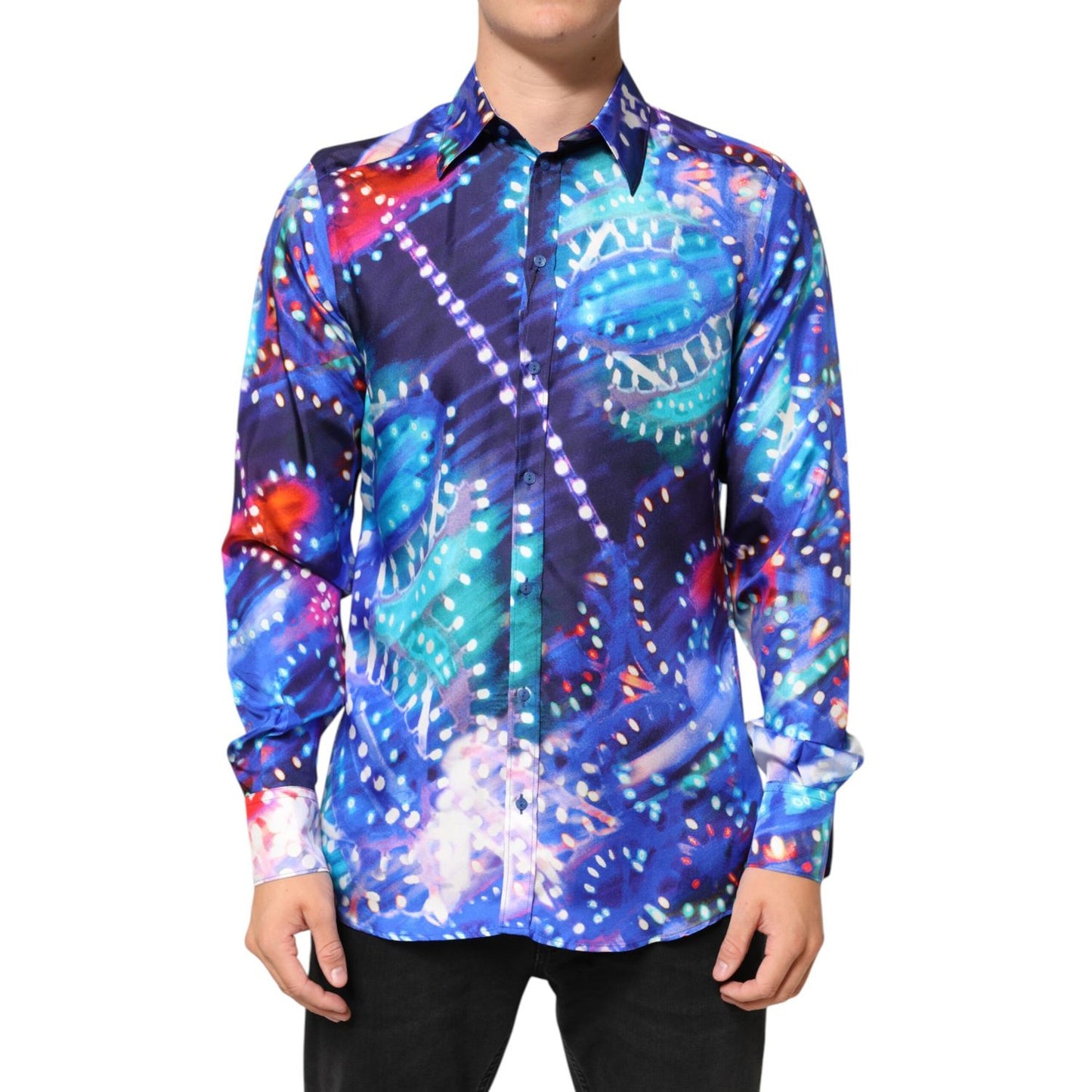 Dolce & Gabbana Multicolor Luminarie MARTINI Slim Men Shirt