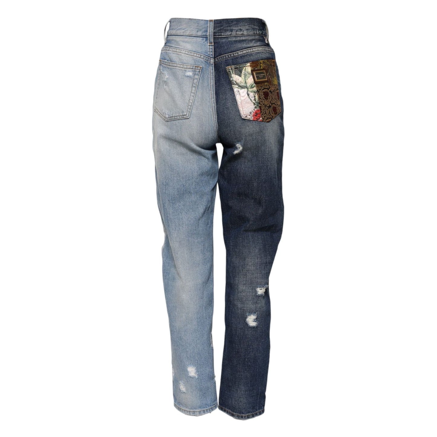 Dolce & Gabbana Multicolor Patchwork Tapered Denim Jeans