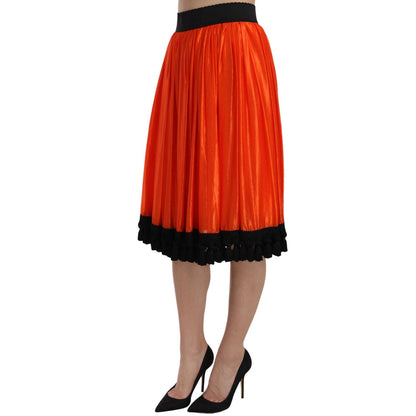 Dolce & Gabbana Orange High Waist Knee Length Skirt