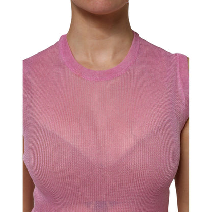 Dolce & Gabbana Pink Polyester Sleeveless Round Neck Tank Top