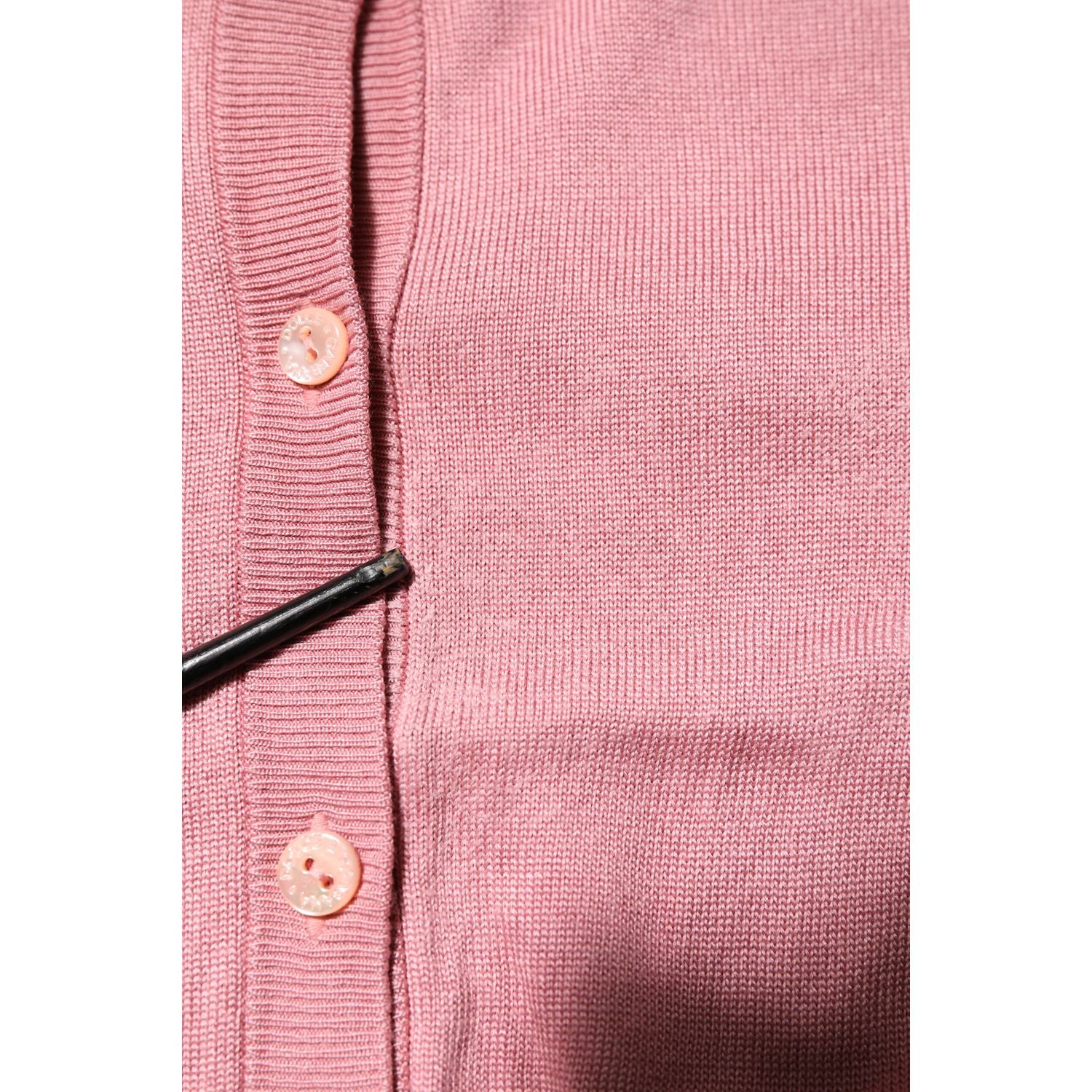 Dolce & Gabbana Pink Silk Cropped Crew Neck Cardigan Sweater
