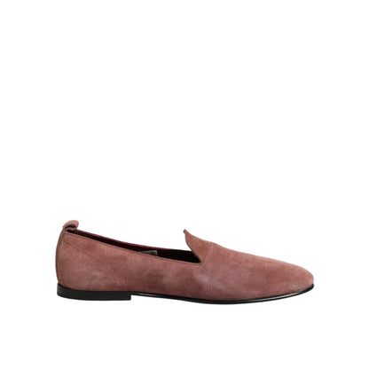 Dolce & Gabbana Pink Suede Loafers Formal Men Dress Shoes, sophisticated and stylish suede footwear for the fashion-conscious man.