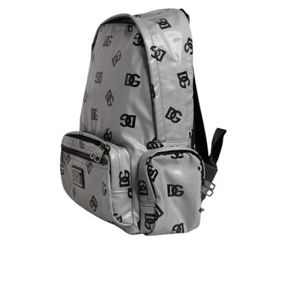 Dolce & Gabbana Polyester Gray Black DG Logo Plaque Backpack Bag