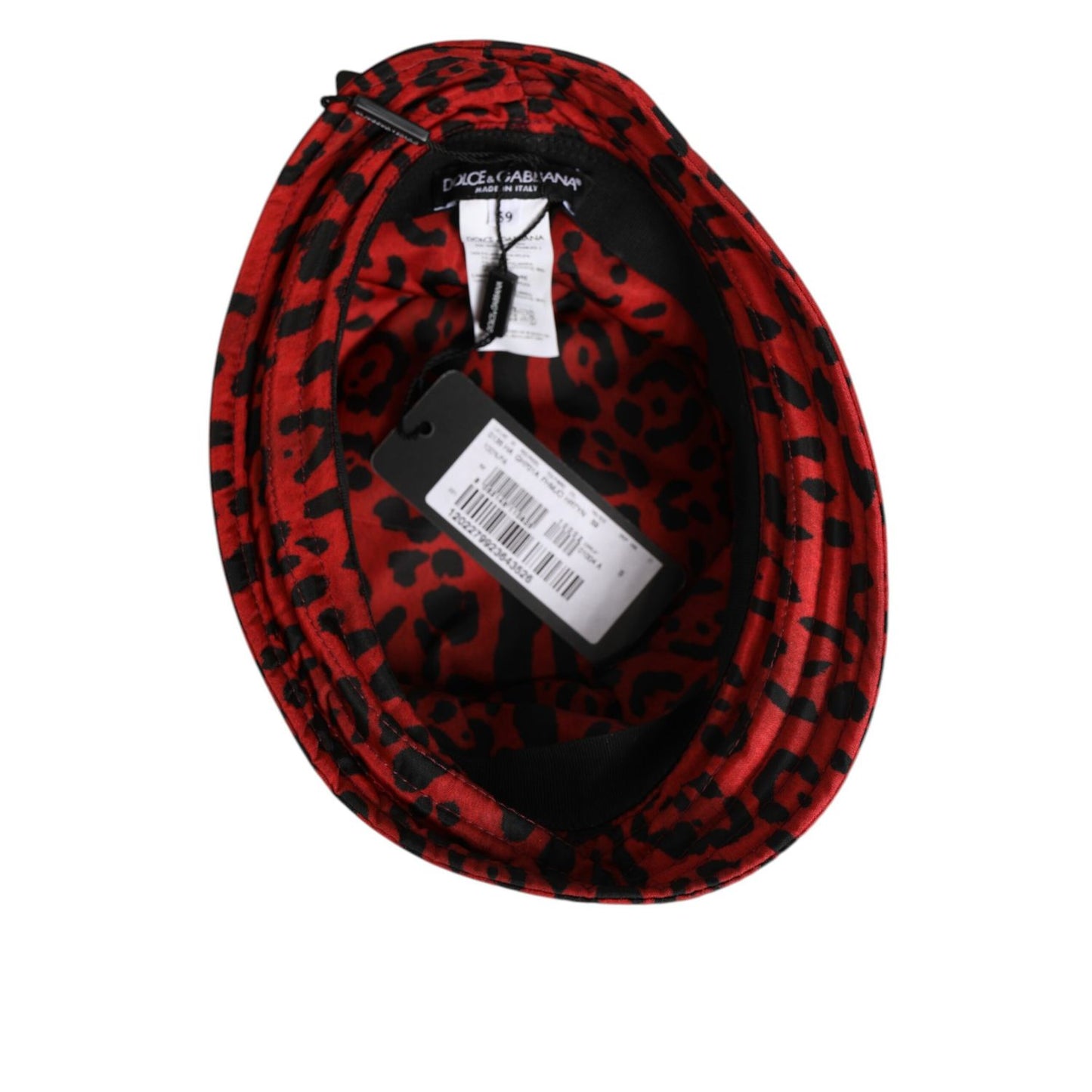 Dolce & Gabbana Red Black Nylon Leopard Print Bucket Men Cap Hat