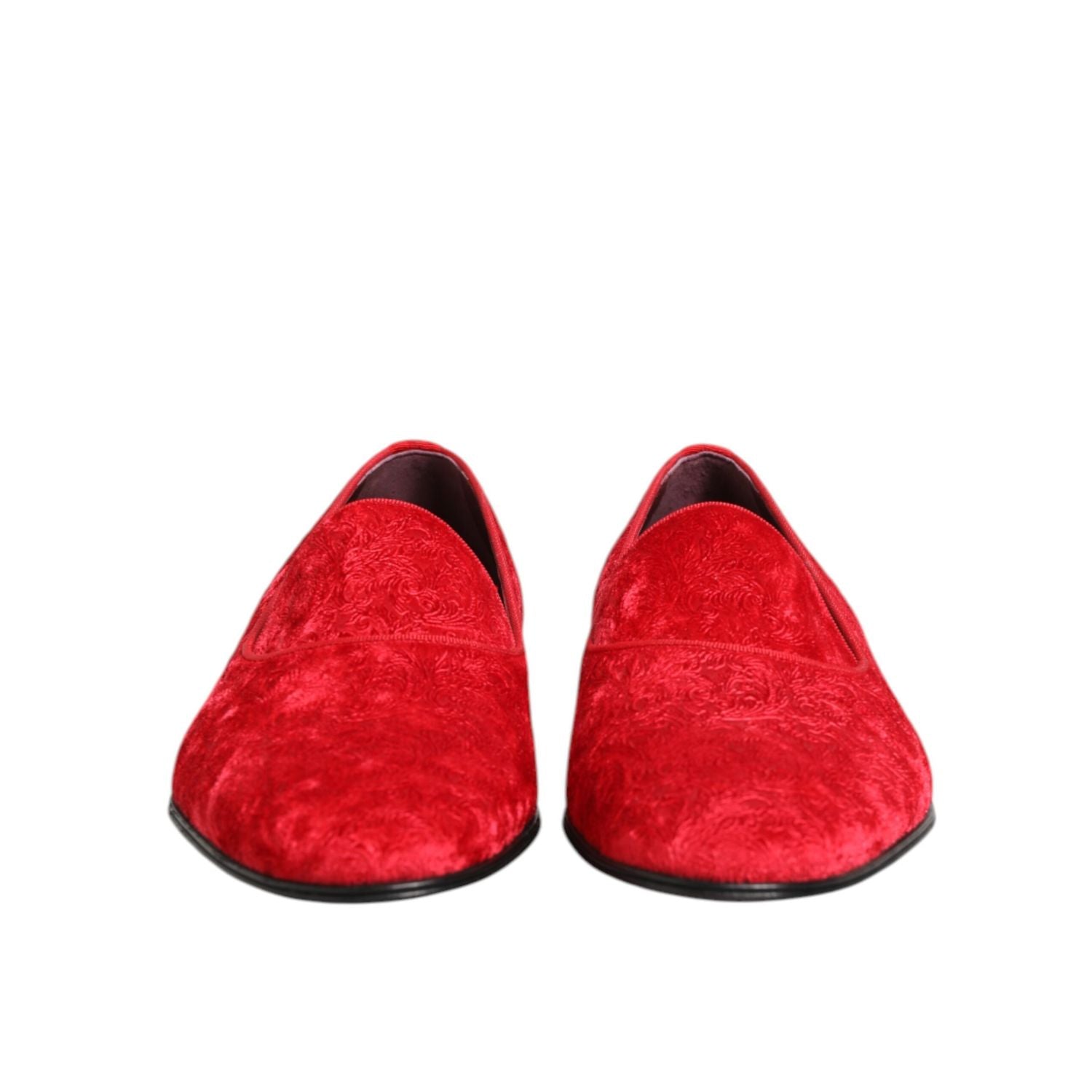 Dolce & Gabbana Red Jacquard Loafers Formal Men Dress Shoes