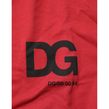 Dolce & Gabbana Red Logo Print Cotton Short Sleeve T-shirt