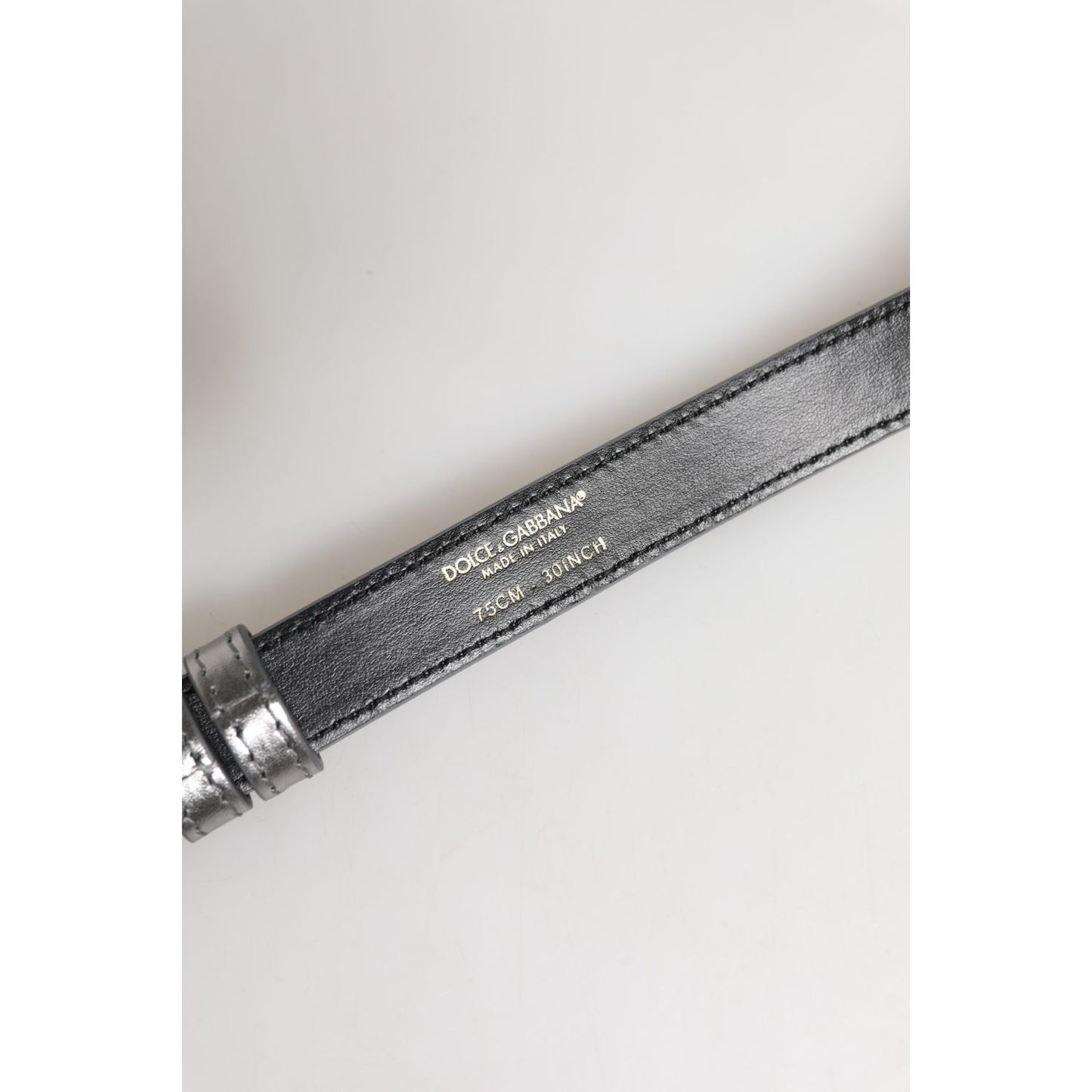 Dolce & Gabbana Silver Logo Engraved Metal Waist Buckle Belt