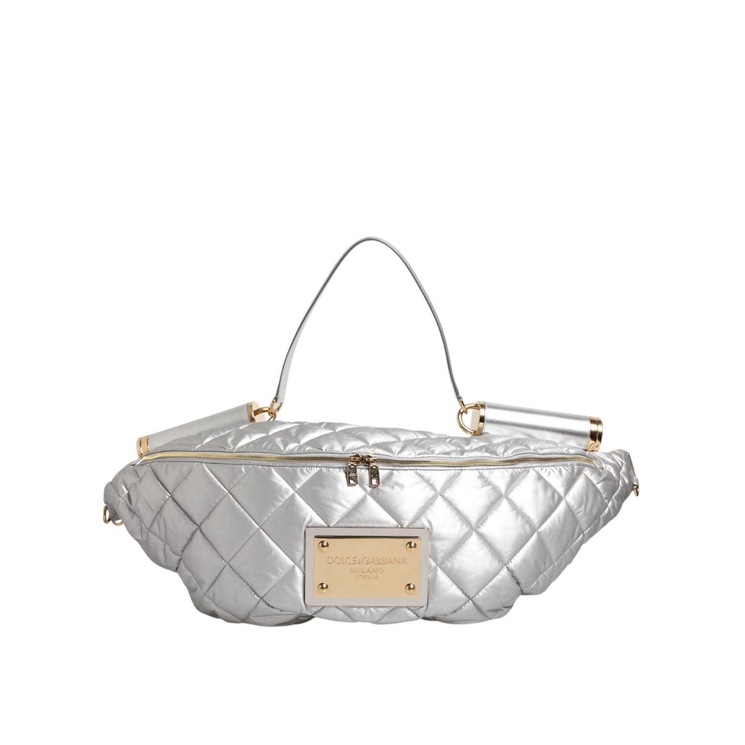 Dolce & Gabbana Silver Quilted Filled Crossbody Shoulder Bag SICILY Bag