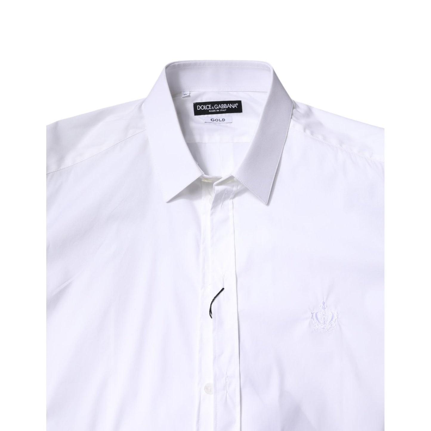 Dolce & Gabbana White Cotton Collared GOLD FormalDress Shirt
