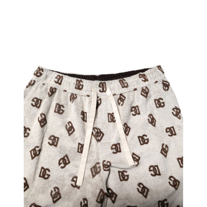 Dolce & Gabbana White Cotton DG Mania Print Men Bermuda Shorts