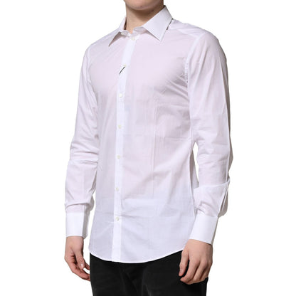 Dolce & Gabbana White Cotton GOLD Long Sleeves Formal Shirt