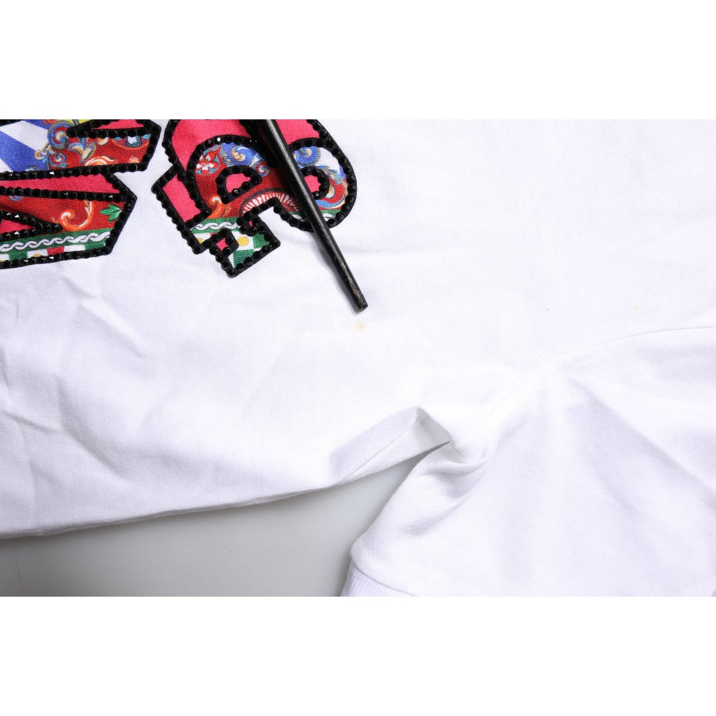 Dolce & Gabbana White Cotton Logo Print Round Neck T-shirt