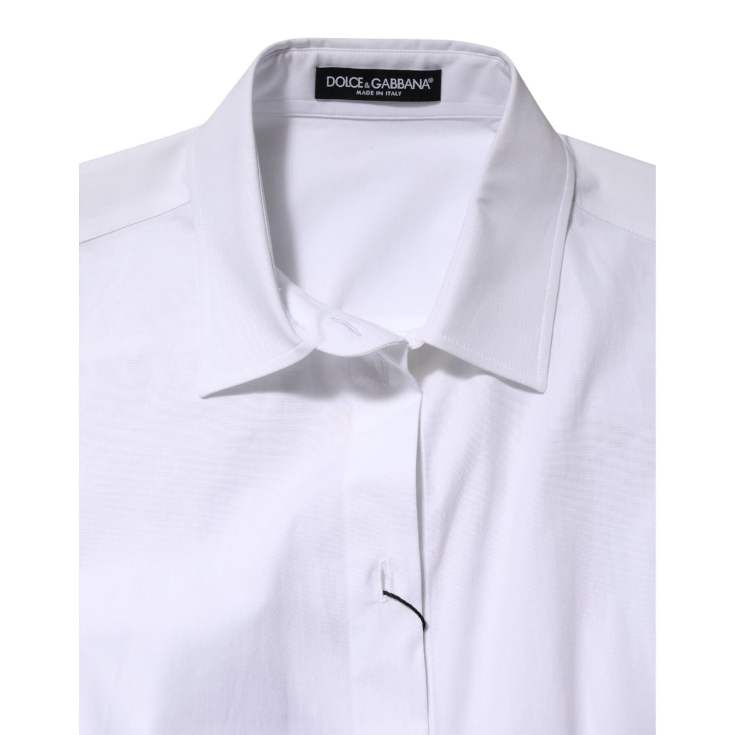 Dolce & Gabbana White Cotton Long Sleeves Collared Shirt Top