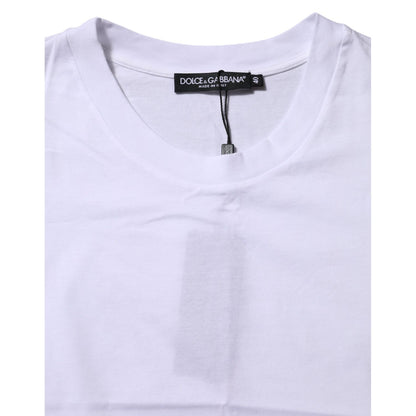 Dolce & Gabbana White Cotton Round Neck Short Sleeves T-shirt