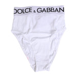 Dolce & Gabbana White Cotton Stretch High Waist Panty Underwear with logo, classic design, and minor defect.