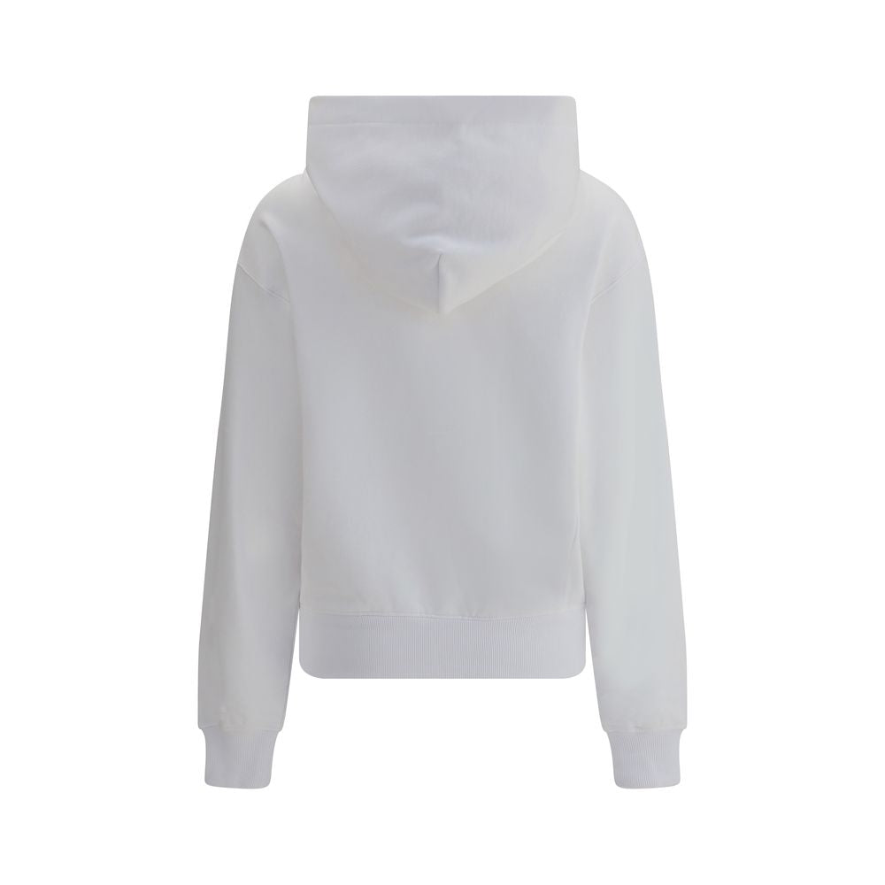 Dolce & Gabbana White Cotton Sweatshirt with embroidered logo, ribbed cuffs, and hem for an urban style and comfort.