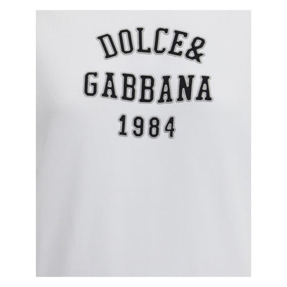 Dolce & Gabbana White Cotton Sweatshirt with embroidered logo on front, offering urban style and comfort for a casual modern look.