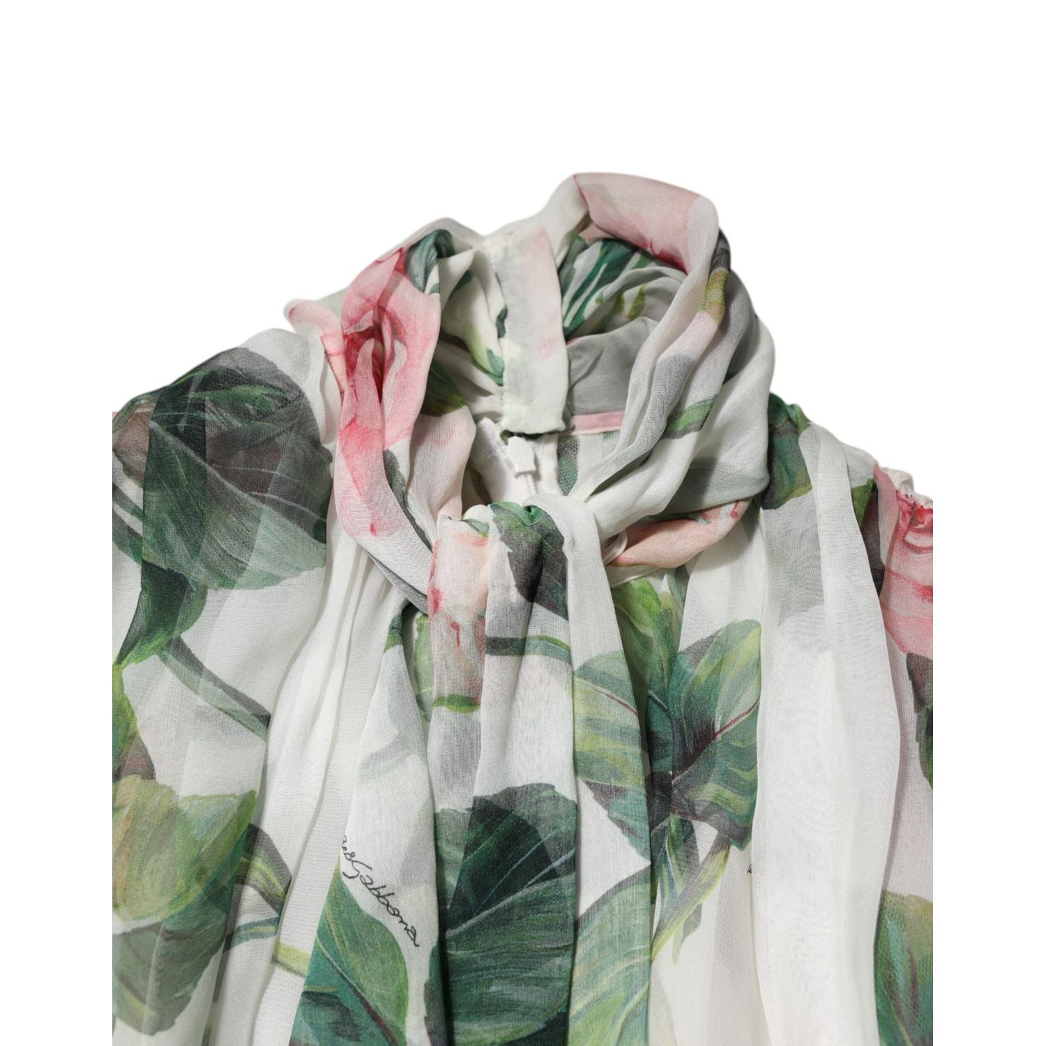 Dolce & Gabbana White Floral Roses Silk Maxi Long Gown Dress