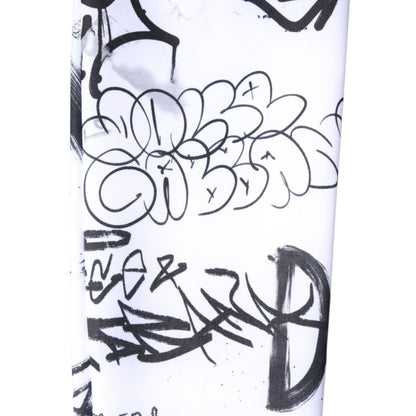 Dolce & Gabbana White Graffiti Cotton Over Calf Stockings Socks