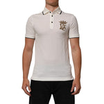 Dolce & Gabbana White Logo Embroidery Cotton Polo T-shirt with short sleeves and embroidered logo, ideal for smart-casual style.