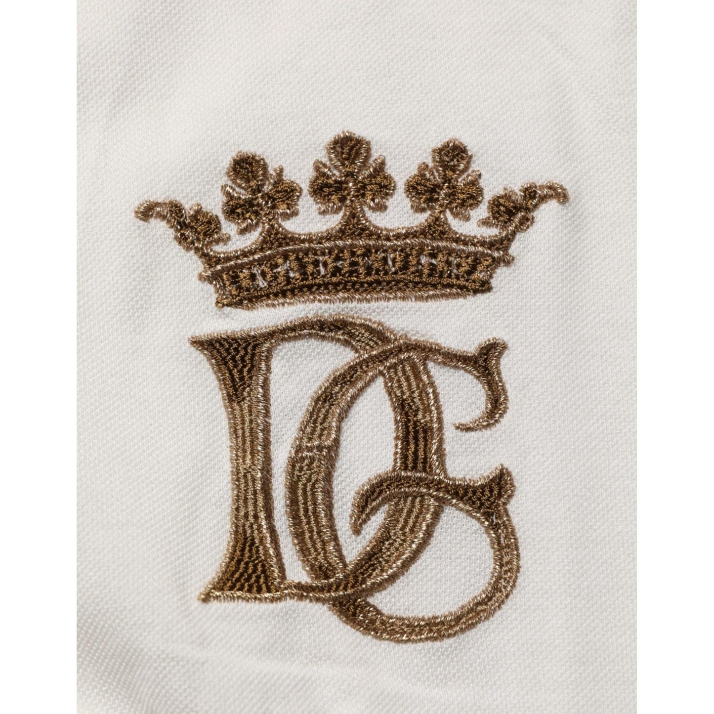 Dolce & Gabbana White Logo Embroidery Cotton Polo T-shirt showing embroidered logo on chest.