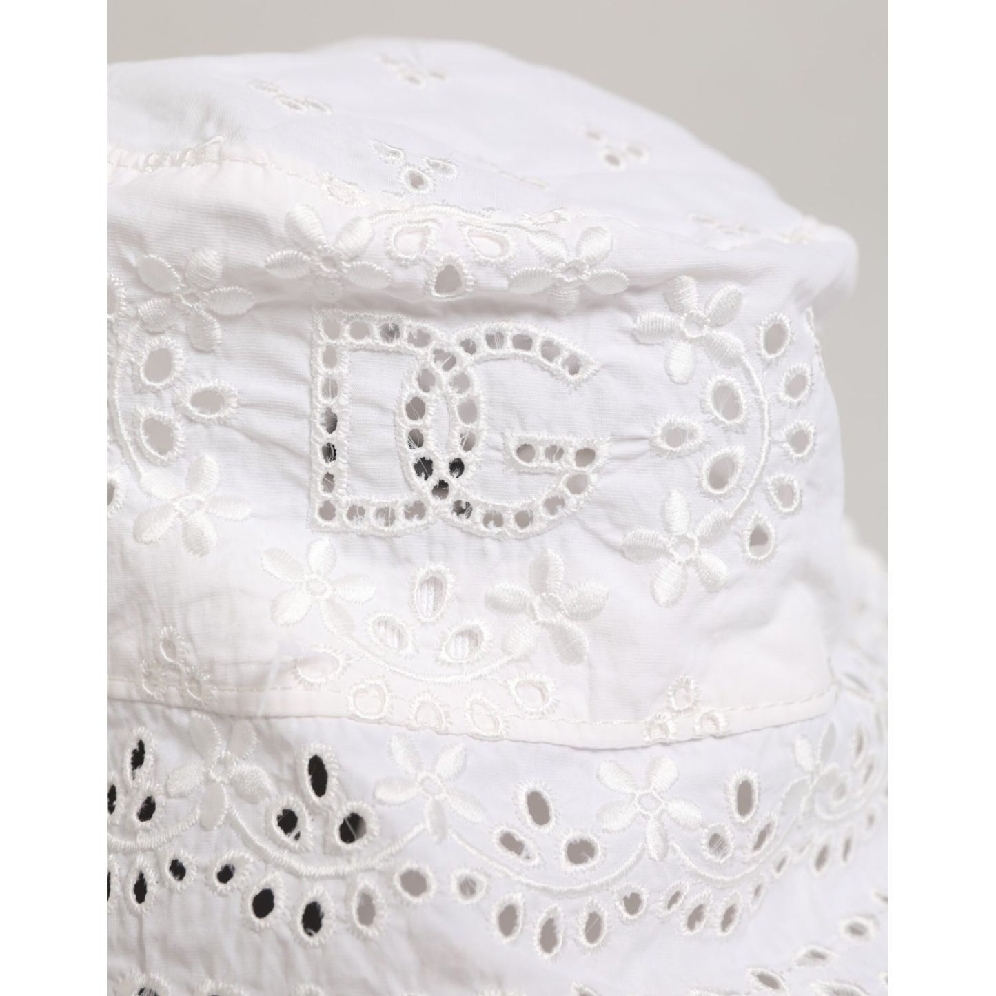Dolce & Gabbana White Nylon Cut Out Bucket Logo Capello Hat