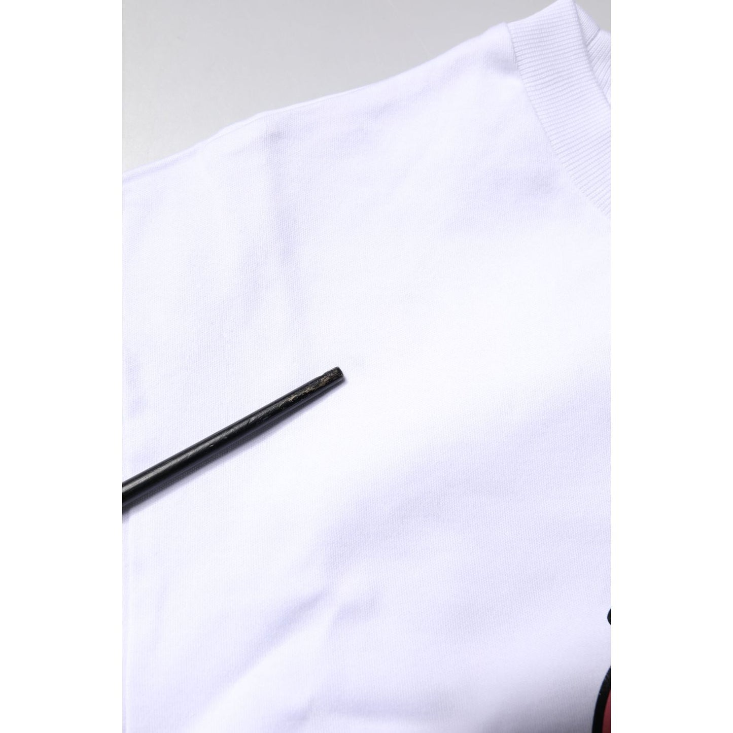 Dolce & Gabbana White Printed Cotton Crew Neck Tee T-shirt