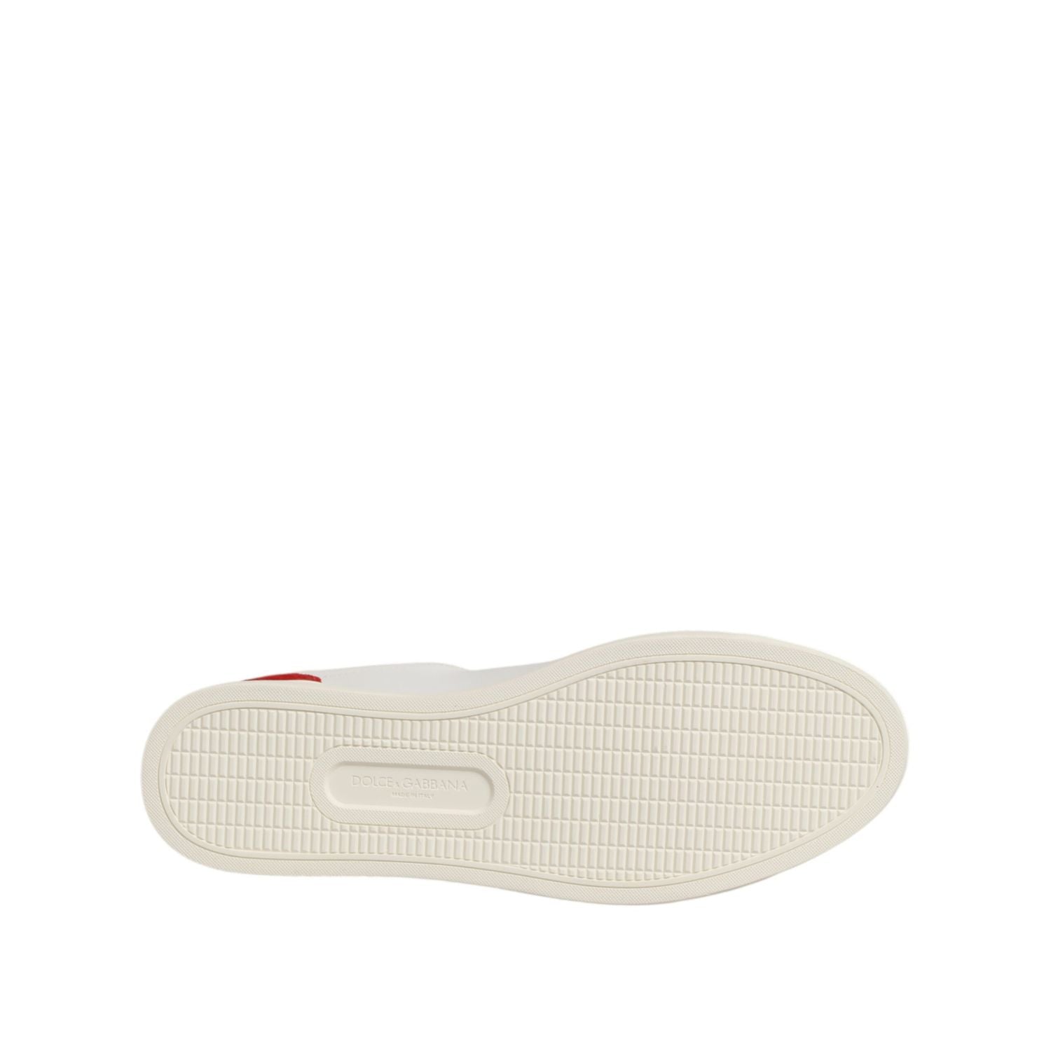 Dolce & Gabbana White Red Leather Low Top Men Sneakers Shoes