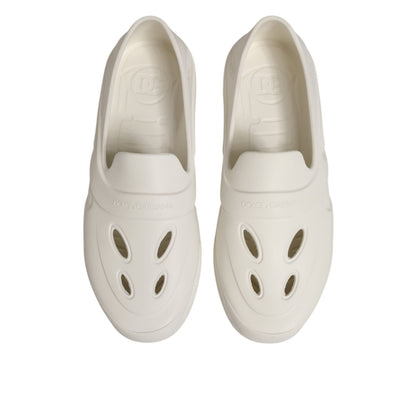 Dolce & Gabbana White Rubber Slides Low Top Sneakers Shoes