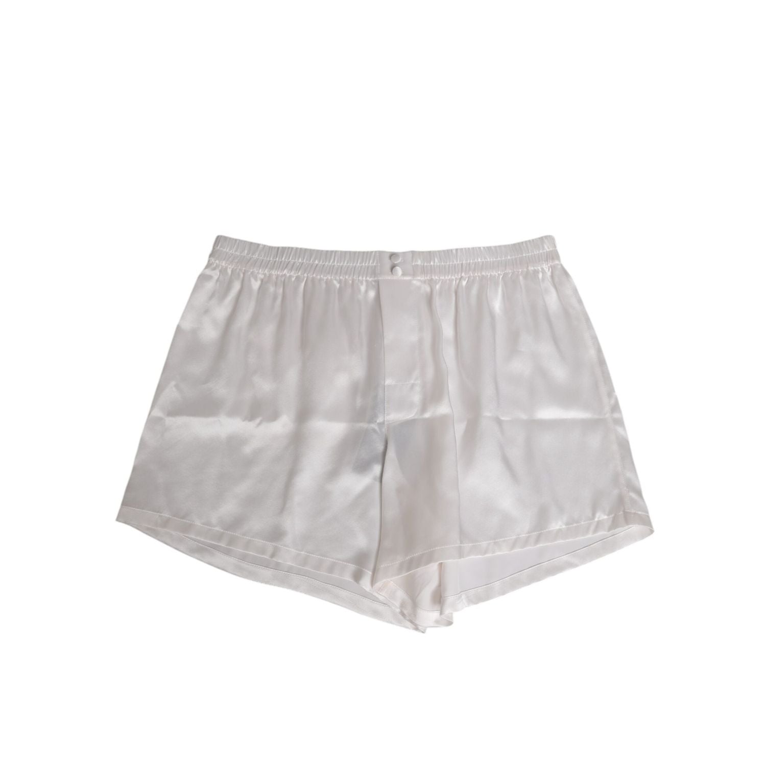 Dolce & Gabbana White Silk Satin Elastic Men Boxer Short Swimwear