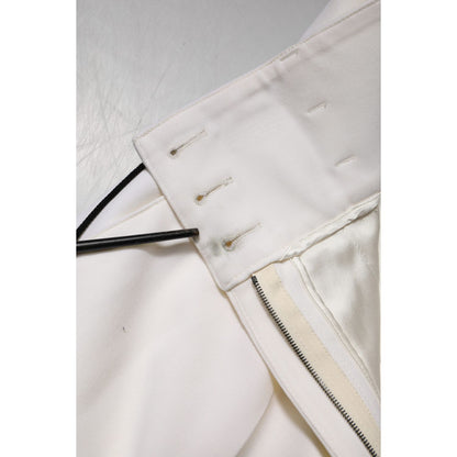 Dolce & Gabbana White Wool High Waist Tapered Pants