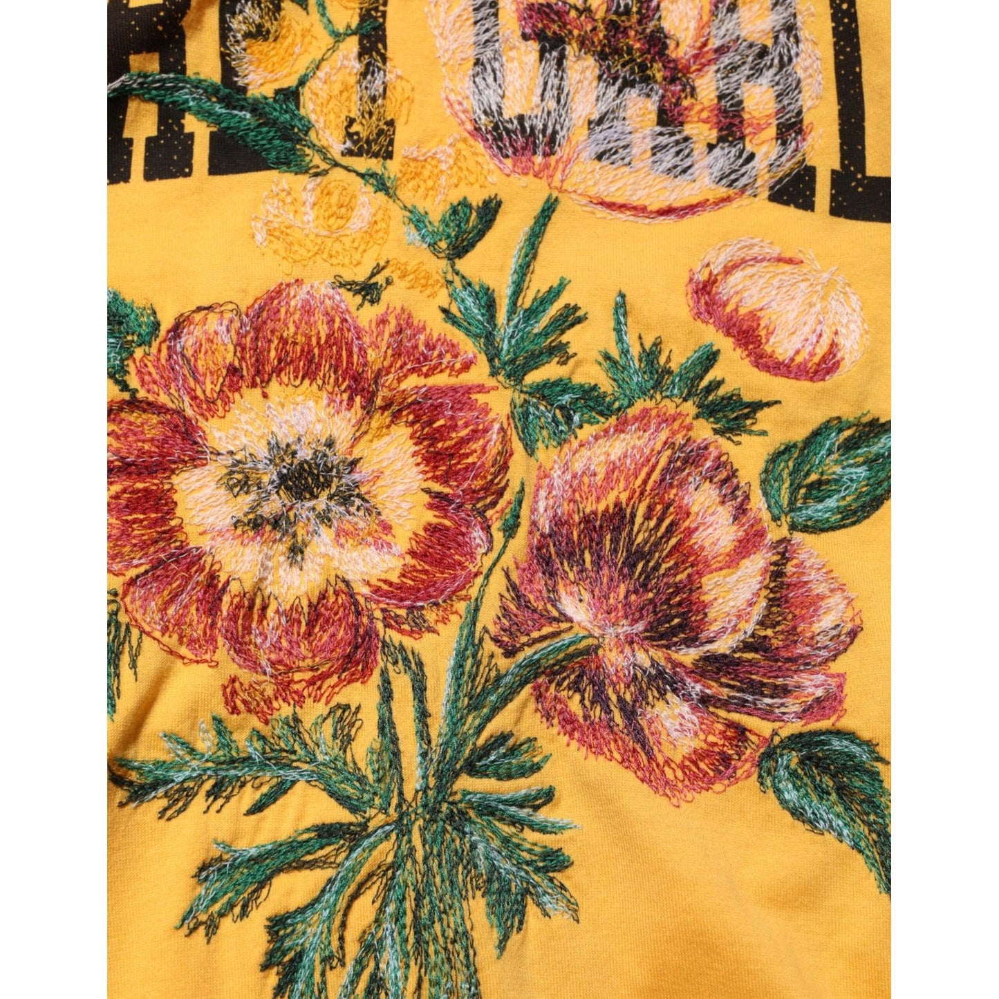 Dolce & Gabbana Yellow Secret Graden Floral Cotton Crew Neck T-shirt