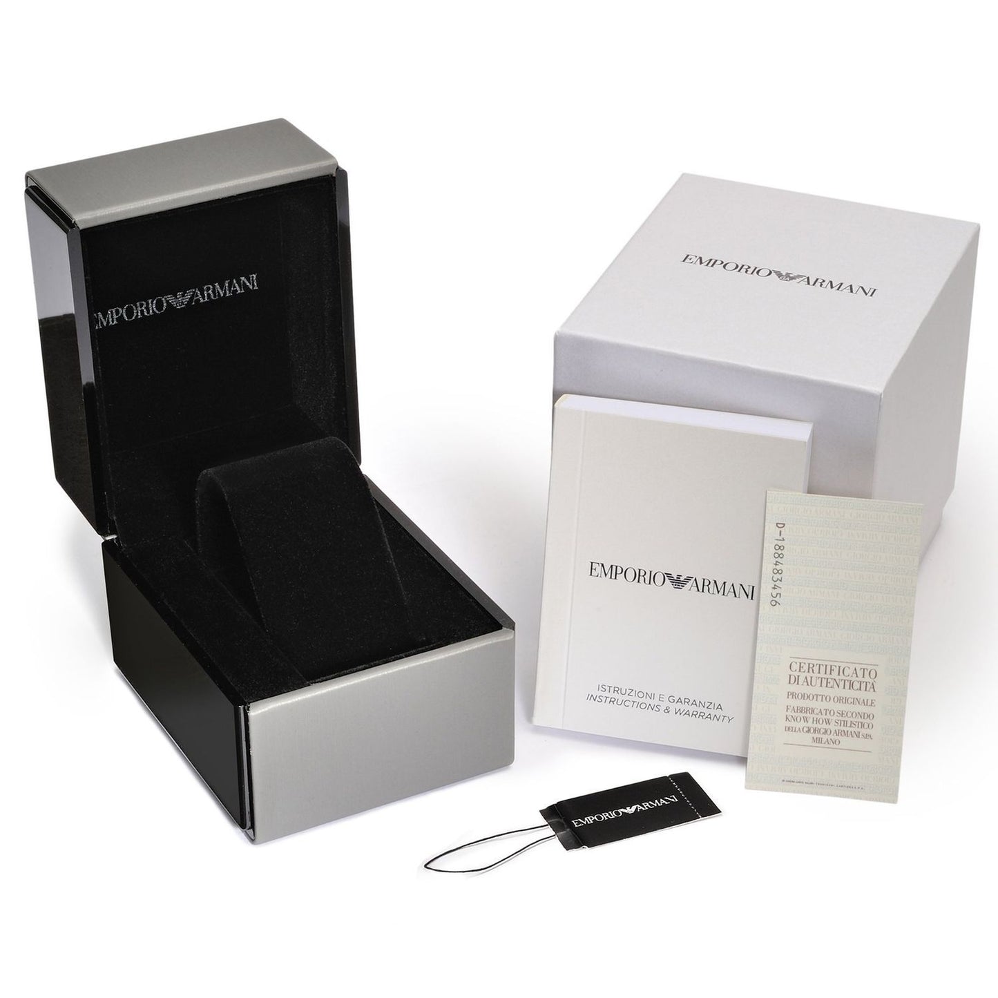 EMPORIO ARMANI WATCHES Mod. AR11640 official packaging with box and documentation for men's wristwatch.