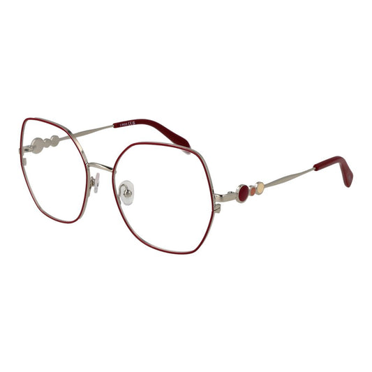 Emilio Pucci Red Women Glasses Frame in full-rim metal with rectangular style, featuring demo lenses and red accents.