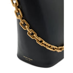 Emporio Armani Medium leather hobo bag with chain featuring gold-tone chain detail in black leather