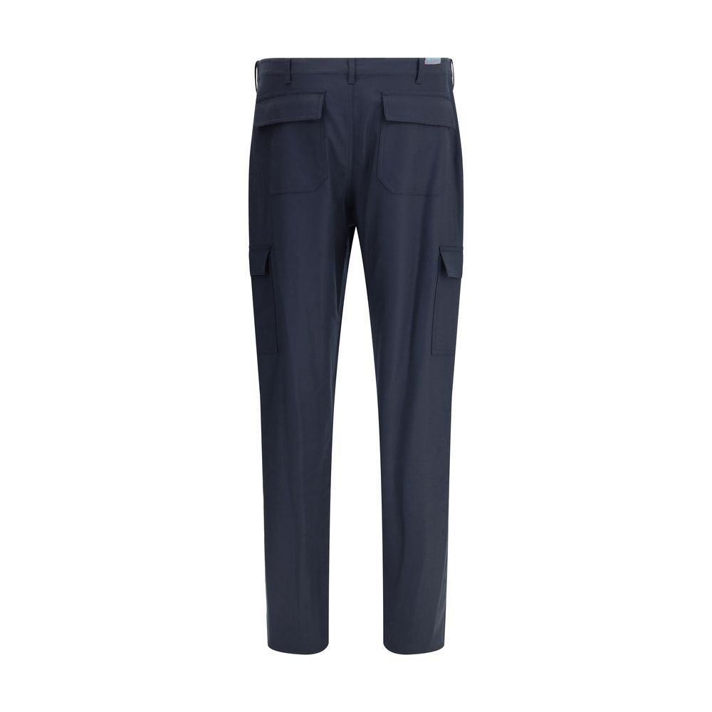 Etro Blue Wool Cargo Pants featuring flannel fabric and side pockets, offering a practical and elegant utility style for AW25 season.