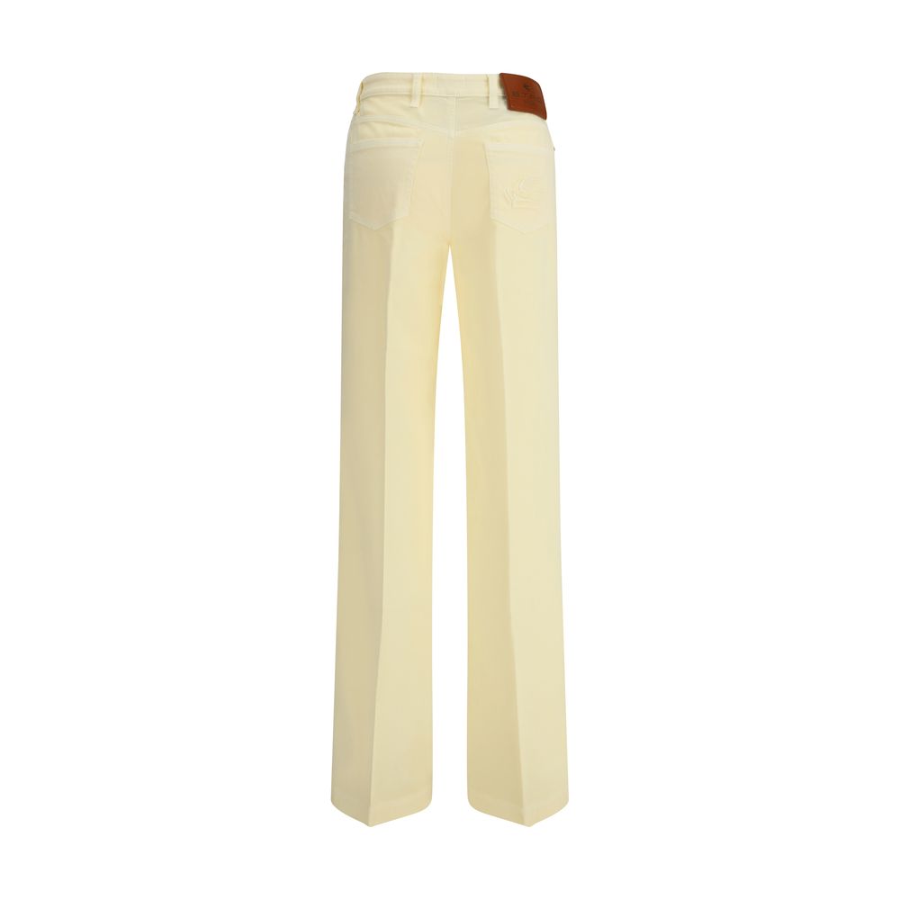 Etro Yellow Cotton Straight-Leg Jeans with five-pocket design, button and zipper closure, ideal for versatile wear, AW25 fashion.