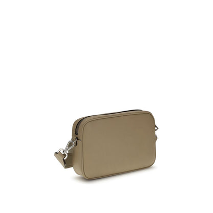Fendi Beige Leather Shoulder Bag featuring a smooth design with iconic FF canvas and palladium-finished metal accessories.