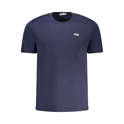 Fila Blue Cotton T-Shirt with crew neck and logo, organic cotton, short sleeve, bi-pack, blue/white, print design.