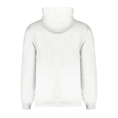 Fila Gray Cotton Men Sweater with hood and central pocket, showcasing sporty chic style and iconic Fila logo embroidery.