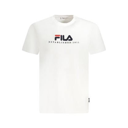 Fila White Cotton Unisex T-Shirt with logo, organic material, sporty design.