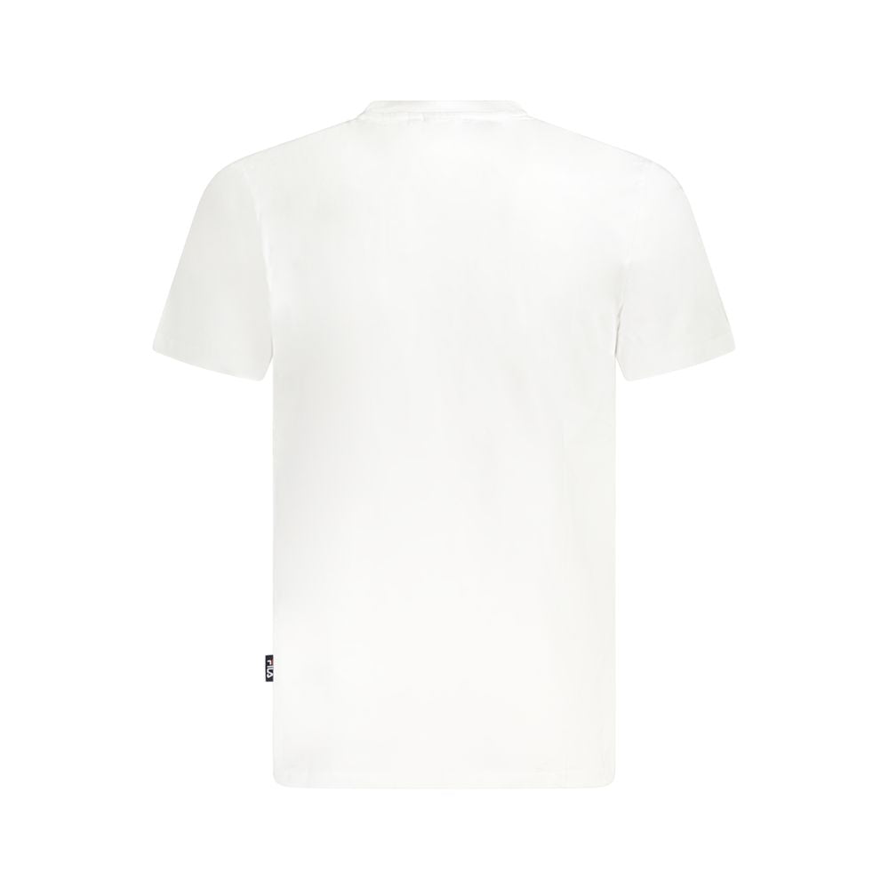 Fila White Cotton Unisex T-Shirt with iconic logo embroidery on the back, classic crew neck design, made from 100% organic cotton.