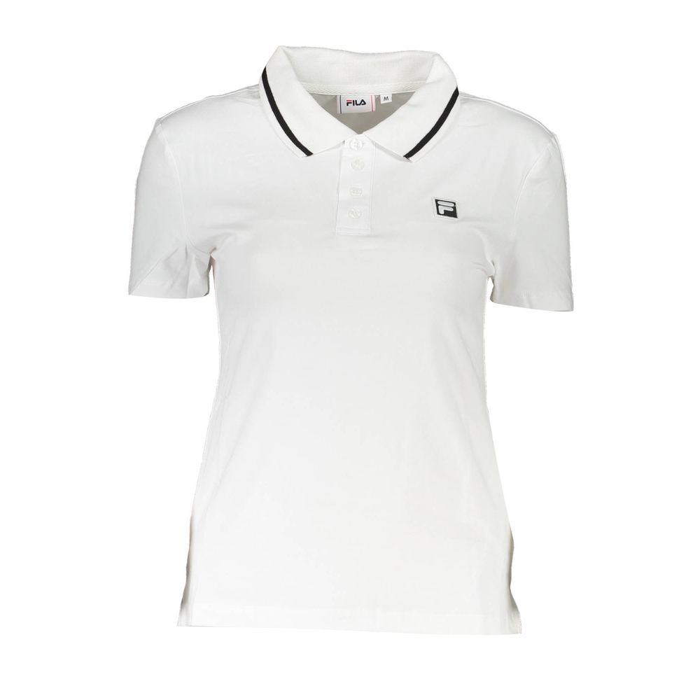 Fila White Cotton Womens Polo Shirt with logo and contrasting details