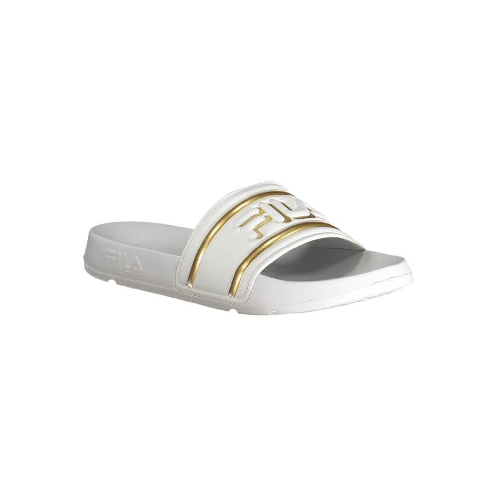 Fila White Polyethylene Sandal with gold contrasting details and logo on the strap, ideal for casual wear.
