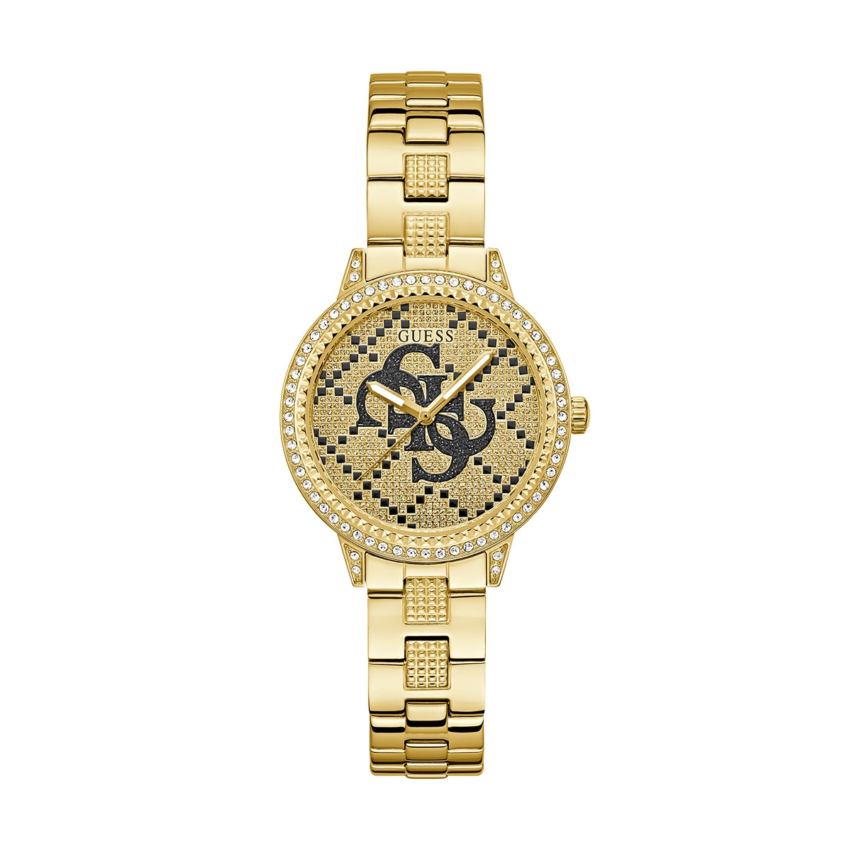 GUESS Mod. G LACE gold-tone women's watch with logo design, featuring a stylish and elegant look for any occasion.