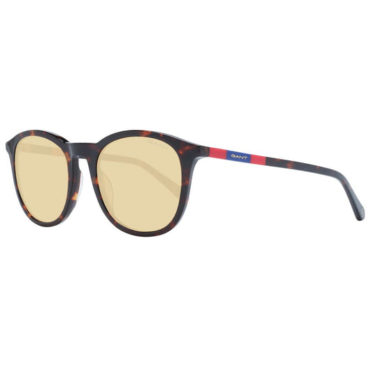 Gant Brown Unisex Sunglass with brown plastic full-rim frame, round lenses, and branded case included. 100% UVA & UVB protection.