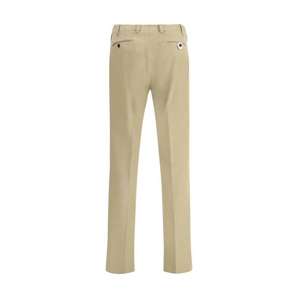 Back view of Germano Beige Cotton Chino Pants with mid-rise waist, welt pockets, and elegant design for versatile occasions.