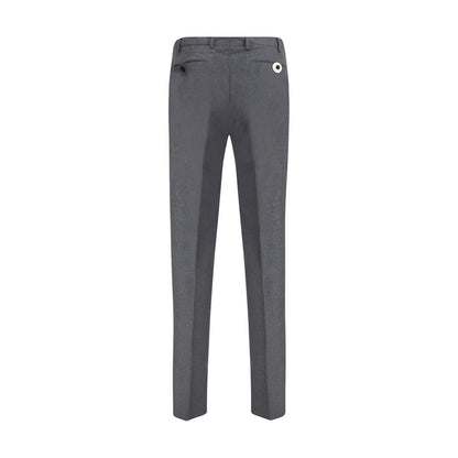 Back view of Germano Gray Fleece Wool Dress Pants with welt pockets and a refined, straight design for formal occasions.