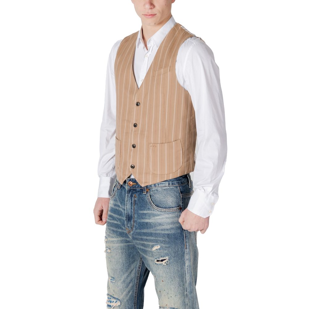 Gianni Lupo Beige Polyester Waistcoat