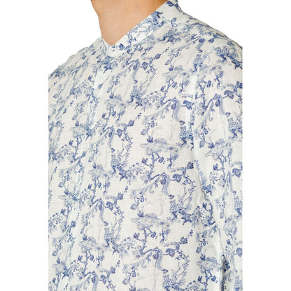 Gianni Lupo Blue Linen Pattern Shirt